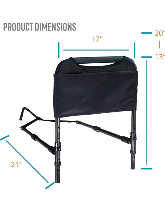 Bedside Safety Storage Pouch – Multi-Pocket Organizer for Bed Rails, Keeps Essentials Like Phone, Glasses, Remotes & Meds Within Easy Reach, Ideal for Seniors